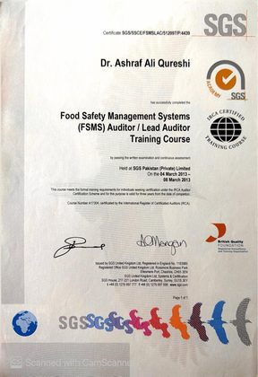 FSMS Auditor / Lead Auditor certificate